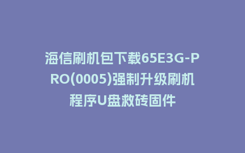 海信刷机包下载65E3G-PRO(0005)强制升级刷机程序U盘救砖固件